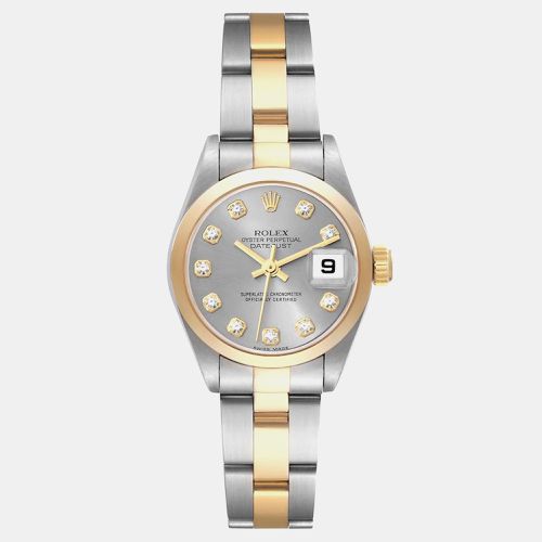 Datejust Steel Yellow Gold Slate Diamond Dial Ladies Watch 179163 26 mm - Rolex - Modalova