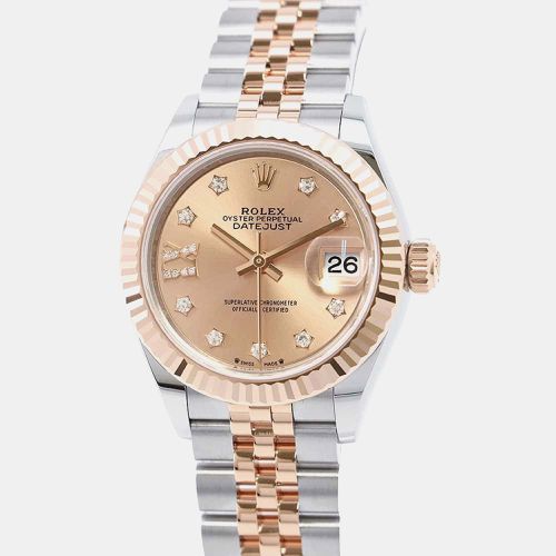 K Rose Gold Stainless Steel Datejust Automatic Women's Wristwatch 28 mm - Rolex - Modalova