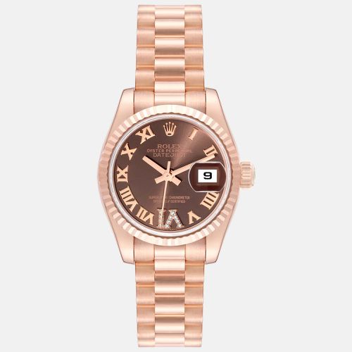 President Rose Gold Diamond Ladies Watch 179175 - Rolex - Modalova