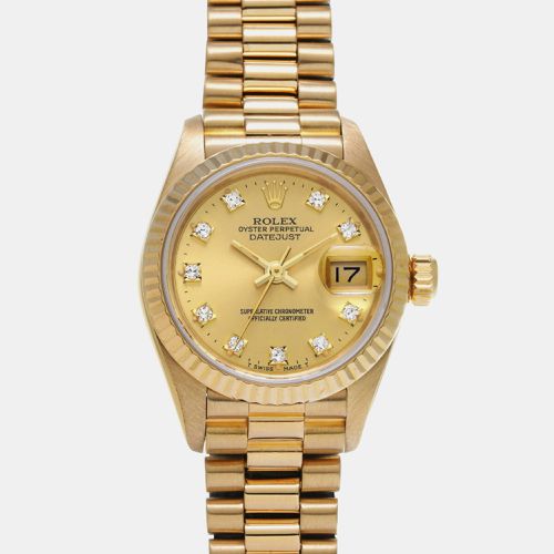 Champagne Diamond 18k Yellow Datejust Automatic Women's Wristwatch 26 mm - Rolex - Modalova