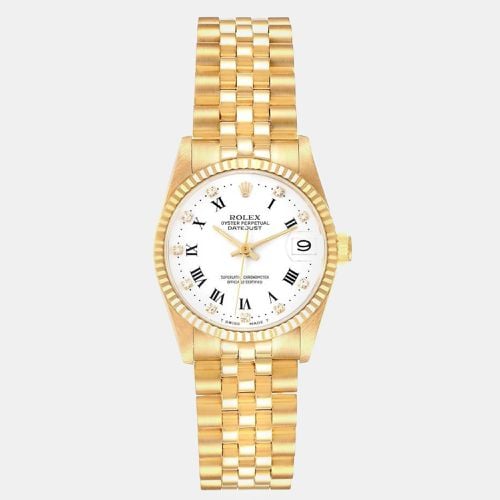 President Datejust Midsize Diamond Dial Yellow Gold Ladies Watch 31.0 mm - Rolex - Modalova