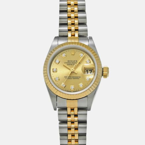 Champagne Diamond 18k Yellow Stainless Steel Datejust Automatic Women's Wristwatch 26 mm - Rolex - Modalova