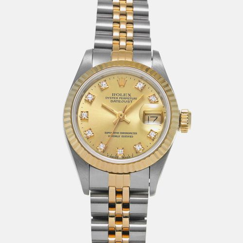 Champagne Diamond 18k Yellow Stainless Steel Datejust Automatic Women's Wristwatch 26 mm - Rolex - Modalova