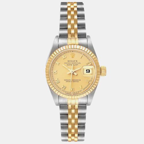 Datejust Steel Yellow Champagne Dial Ladies Watch 26.0 mm - Rolex - Modalova