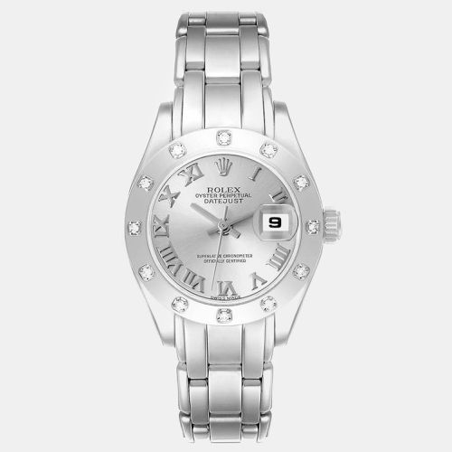 Pearlmaster White Gold Dial Diamond Ladies Watch 29.0 mm - Rolex - Modalova