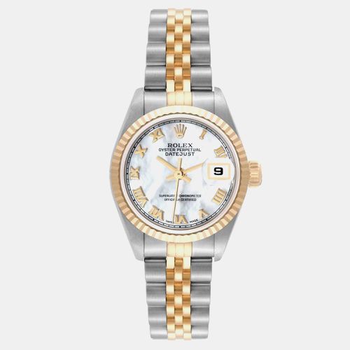 Datejust Steel Yellow Gold Mother of Pearl Roman Dial Ladies Watch 26.0 mm - Rolex - Modalova