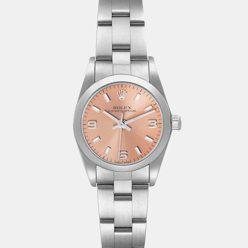 Oyster Perpetual Arabic Salmon Dial Steel Ladies Watch 76080 - Rolex - Modalova