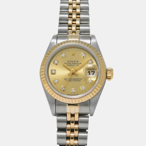 Champagne Diamond 18k Gold Stainless Steel Datejust 69173 Automatic Women's Wristwatch 26 mm - Rolex - Modalova