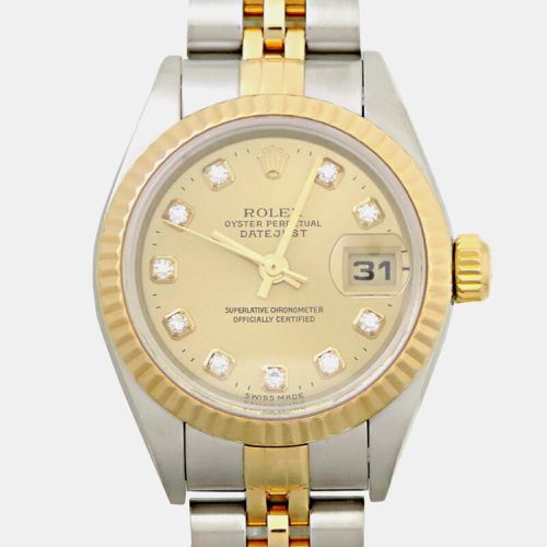 Champagne Diamond 18k Yellow Stainless Steel Datejust 79173 Automatic Women's Wristwatch 26 mm - Rolex - Modalova