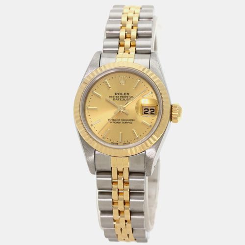 Champagne 18k Yellow Stainless Steel Datejust 69173 Automatic Women's Wristwatch 26 mm - Rolex - Modalova