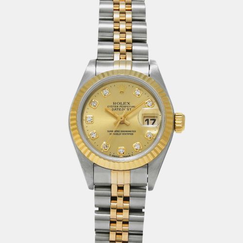 Champagne Diamond 18k Yellow Stainless Steel Datejust 69173 Automatic Women's Wristwatch 26 mm - Rolex - Modalova