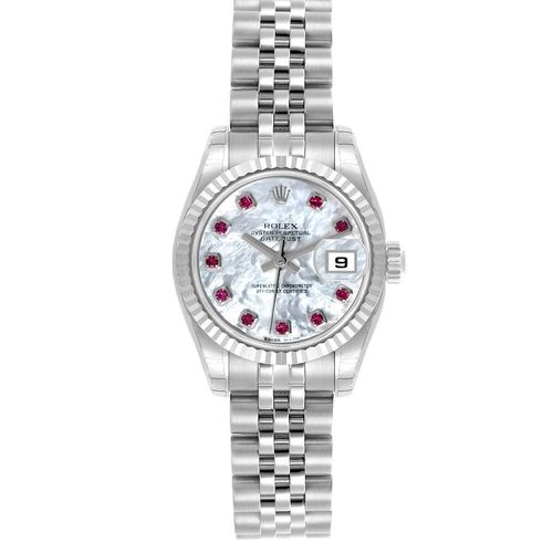 Datejust Steel Gold Mother of Pearl Ruby Dial Ladies Watch 26.0 mm - Rolex - Modalova