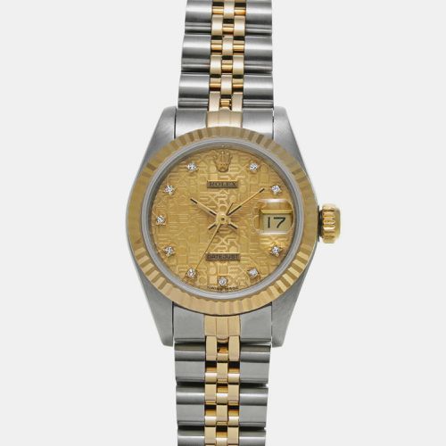 Champagne Diamond 18k Yellow Stainless Steel Datejust 69173 Automatic Women's Wristwatch 26 mm - Rolex - Modalova