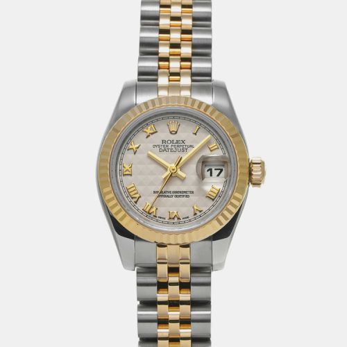 Ivory 18k Yellow Gold Stainless Steel Datejust 179173 Automatic Women's Wristwatch 26 mm - Rolex - Modalova