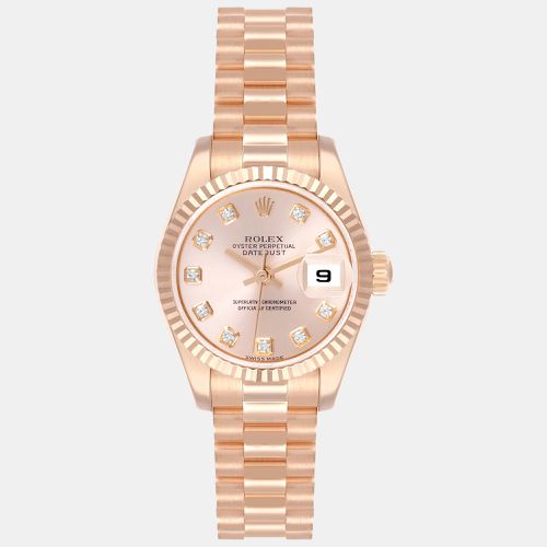 President Rose Diamond Dial Ladies Watch 179175 26 mm - Rolex - Modalova