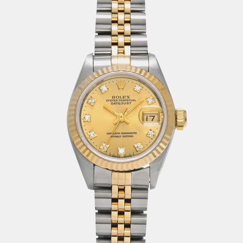 Champagne Diamond 18k Yellow Stainless Steel Datejust Automatic Women's Wristwatch 26 mm - Rolex - Modalova