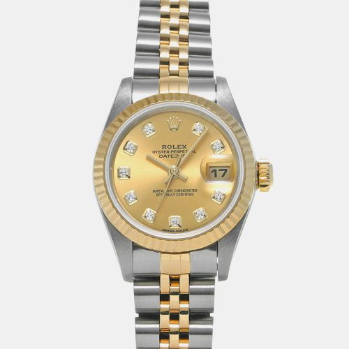 Champagne Diamond 18k Yellow Stainless Steel Datejust Automatic Women's Wristwatch 26 mm - Rolex - Modalova