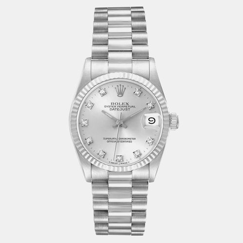 President Datejust Midsize White Gold Diamond Ladies Watch 68279 - Rolex - Modalova