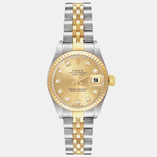 Datejust Steel Yellow Champagne Diamond Dial Ladies Watch 79173 - Rolex - Modalova