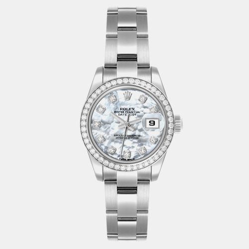 Datejust Steel White Gold Mother Of Pearl Diamond Ladies Watch 179384 26 mm - Rolex - Modalova