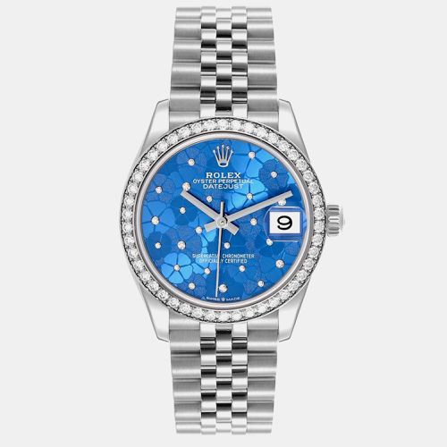 Datejust 31 Steel White Gold Floral Dial Diamond Ladies Watch 278384 - Rolex - Modalova