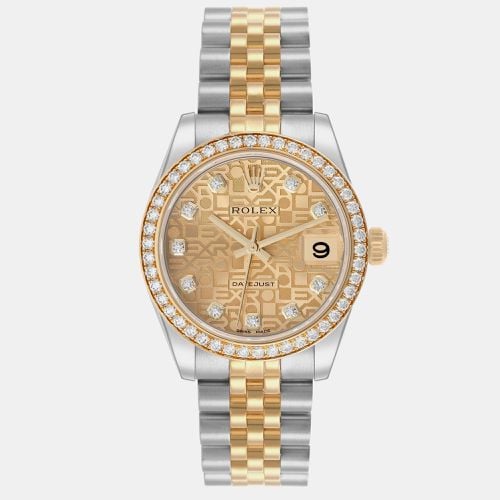 Datejust Midsize Steel Yellow Diamond Ladies Watch 31.0 mm - Rolex - Modalova