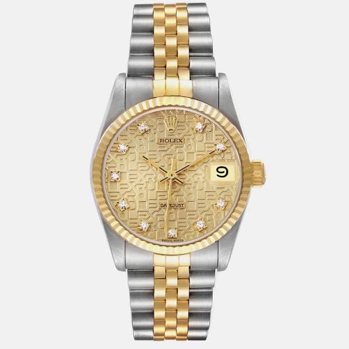 Datejust Midsize Steel Yellow Diamond Dial Ladies Watch 68273 31 mm - Rolex - Modalova