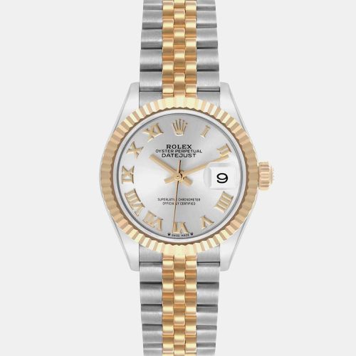 Datejust 28 Steel Yellow Gold Silver Dial Ladies Watch 279173 - Rolex - Modalova