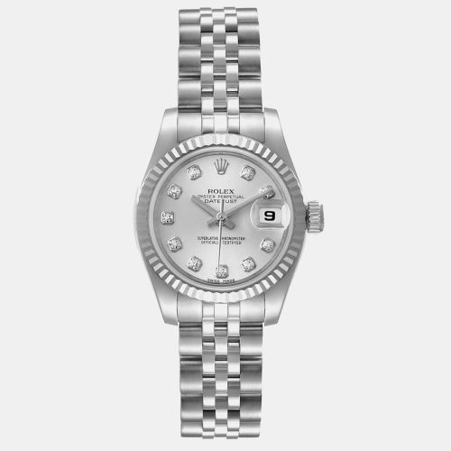 Datejust Steel White Gold Diamond Dial Ladies Watch 179174 - Rolex - Modalova