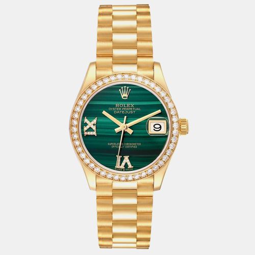 President Midsize Malachite Yellow Gold Diamond Ladies Watch 31.0 mm - Rolex - Modalova