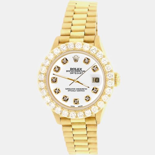 Custom 2ct Diamonds 18K Yellow Gold President Datejust Automatic Women's Wristwatch 26mm - Rolex - Modalova