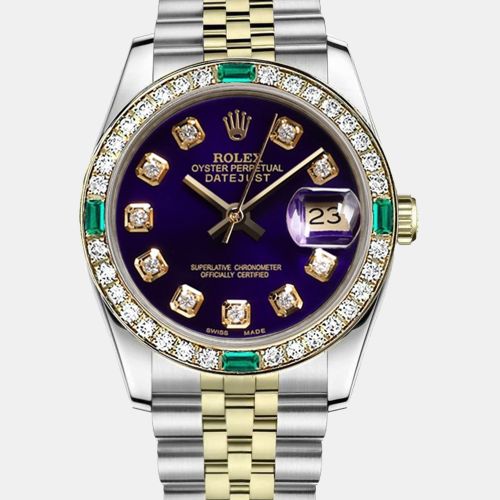 Customised Diamond 18K Yellow Gold Stainless Steel Vintage 69173 Automatic Women's Wristwatch 26mm - Rolex - Modalova