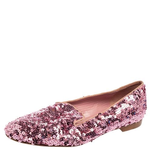 Sequin Embellished Quintessa Pewter Smoking Slippers Size 37 - Ralph Lauren - Modalova