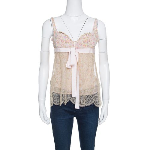 Floral Print Lace Overlay Camisole M - RED Valentino - Modalova