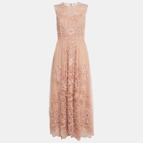 Peach Floral Embroidered Tulle Maxi Dress M - RED Valentino - Modalova