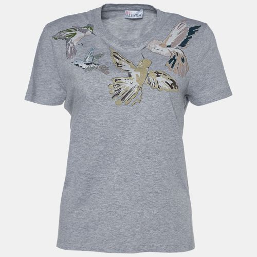 Cotton Bird Print Short Sleeve T-Shirt L - RED Valentino - Modalova