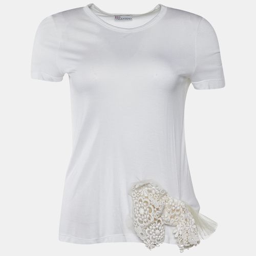 Modal Lace Bow Detail Crew Neck Top S - RED Valentino - Modalova