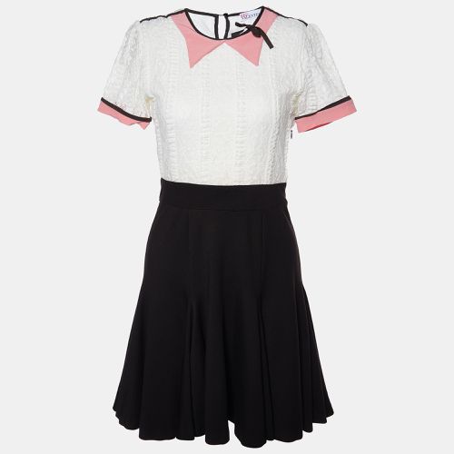 White Lace & Black Jersey Mini Dress S - RED Valentino - Modalova