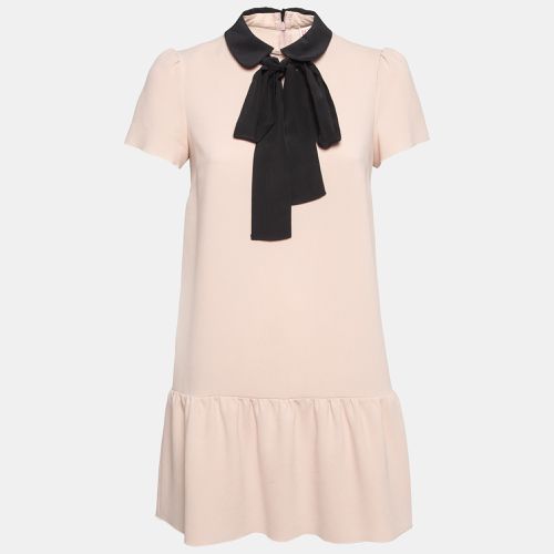 Bow Neck Tie Crepe Flounce Mini Dress S - RED Valentino - Modalova