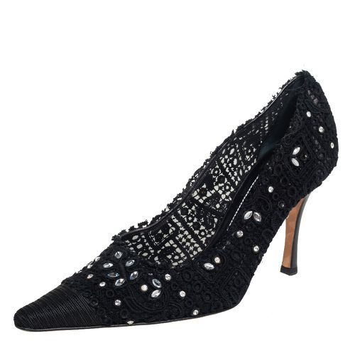 René Caovilla Lace And Canvas Crystal Embellished Pumps Size 40 - René Caovilla - Modalova