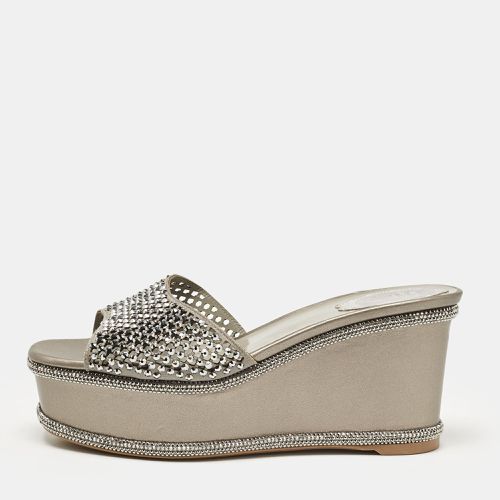 René Caovilla Leather Crystal Embellished Wedge Sandals Size 38 - René Caovilla - Modalova