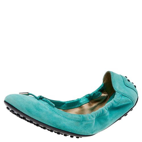 Mint Suede Bow Scrunch Ballet Flats Size 39 - Tod's - Modalova