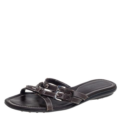 Dark Leather Buckle Detail Flats Size 38 - Tod's - Modalova