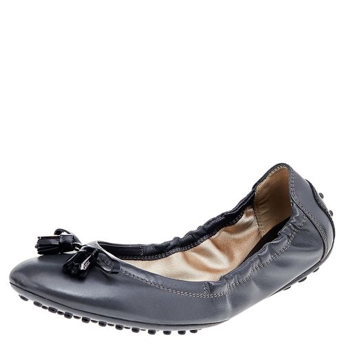 Black Patent And Leather Buckle Detail Scrunch Ballet Flats Size 36.5 - Tod's - Modalova