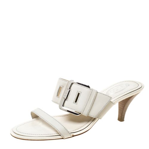 White Leather Buckle Accented Sandals Size 36 - Tod's - Modalova