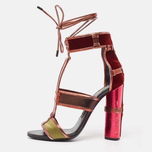 Leather and Denim Patchwork Ankle Strap Sandals Size 36.5 - Tom Ford - Modalova