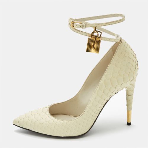 White Python Leather Padlock Pumps Size 37.5 - Tom Ford - Modalova