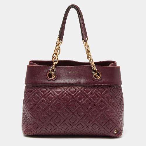 Quilted Leather Fleming Satchel - Tory Burch - Modalova