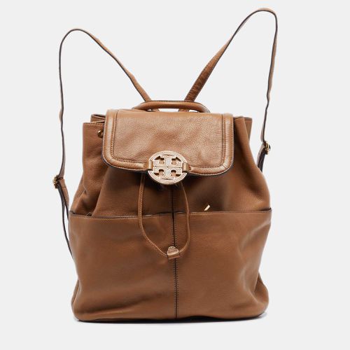 Leather Drawstring Flap Backpack - Tory Burch - Modalova