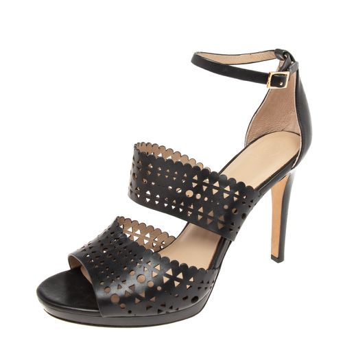 Laser Cut Scalloped Trim Leather Platform Ankle Strap Sandals Size 40 - Tory Burch - Modalova